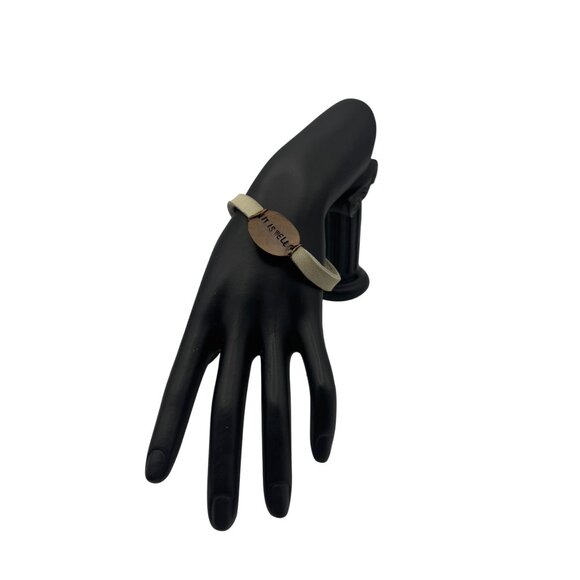 Handmade Beige Leather Bracelet With It Is Well Copper Plate & Snap Closure - Picture 1 of 4